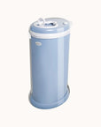 Ubbi Steel Diaper Pail in blue with closed lid