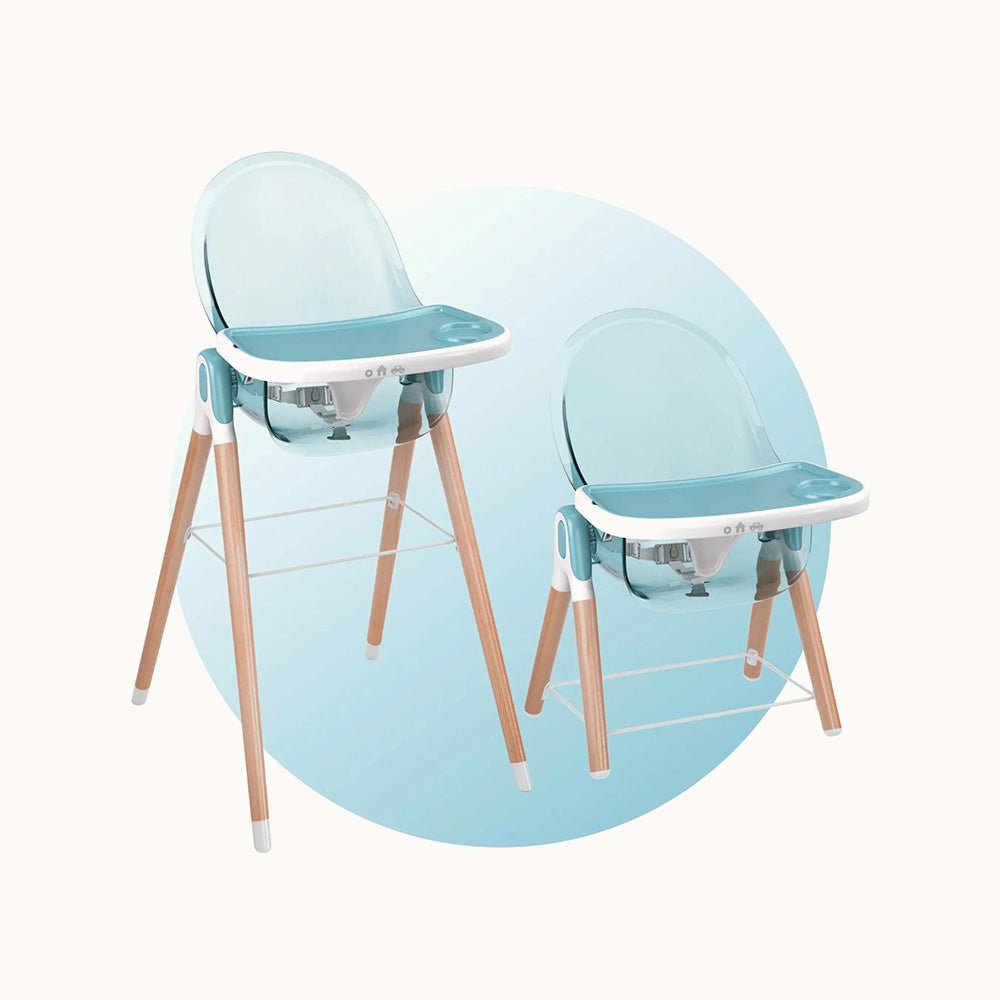 Children of Design light blue and white high chair  