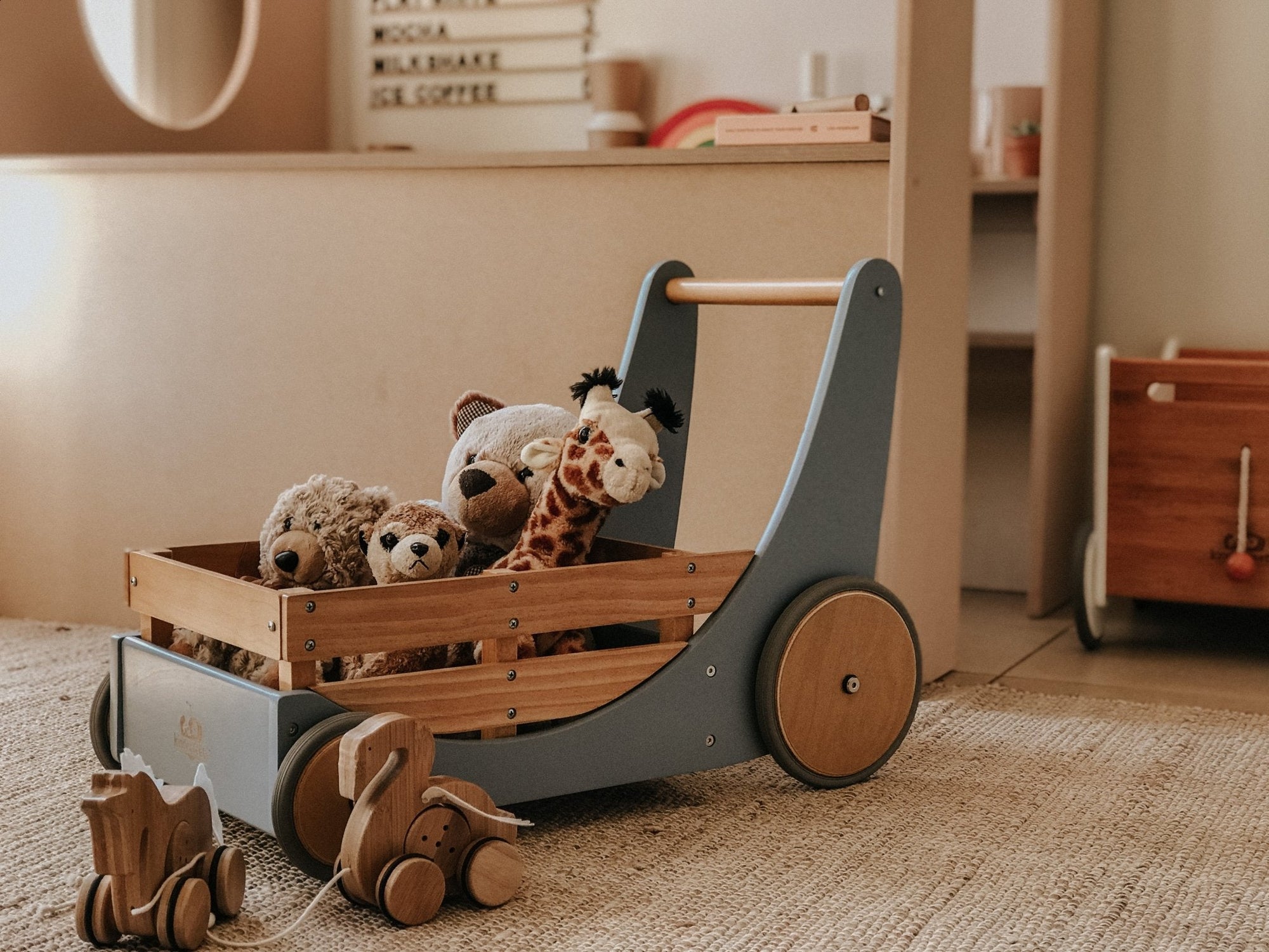 Kinderfeets prams and walkers: eco-friendly support for toddlers' first steps and playtime.