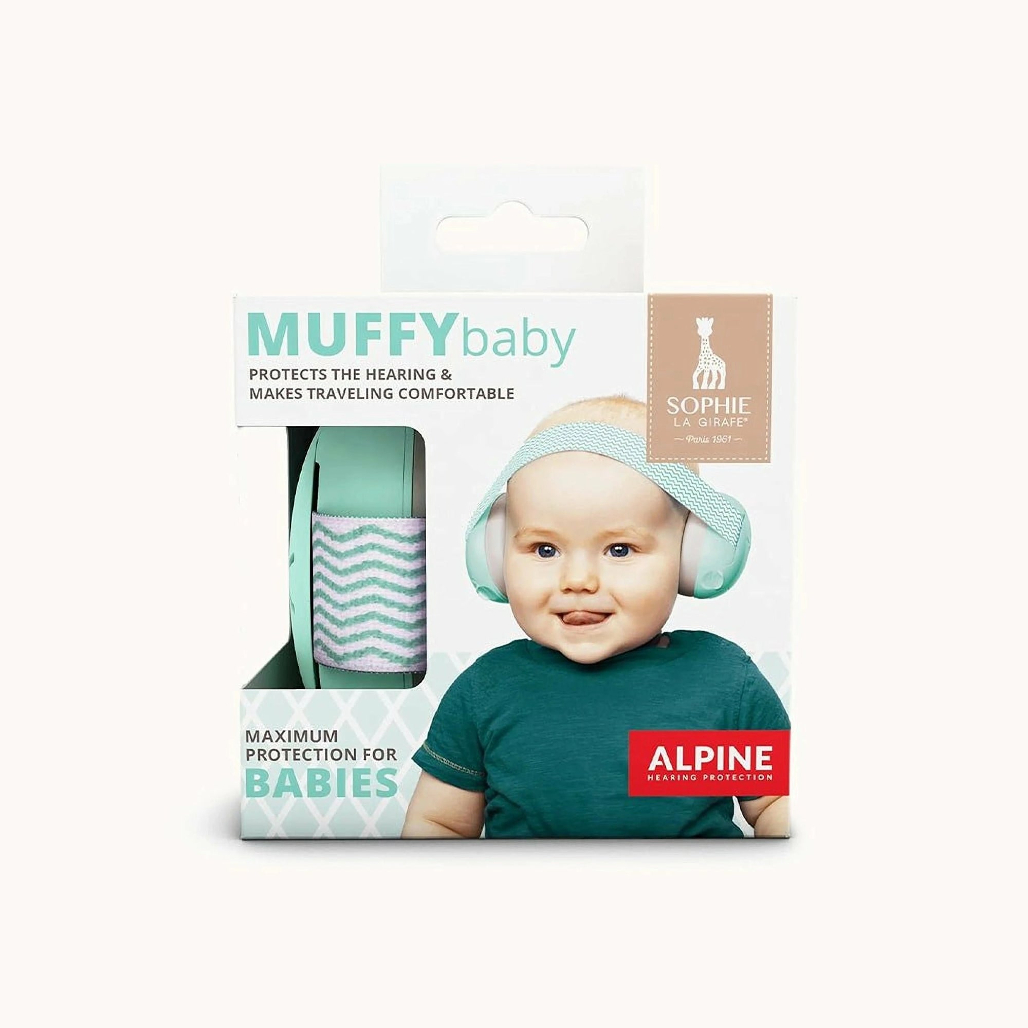 Alpine Muffy Baby earmuffs with Sophie La Girafe design