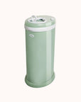 Ubbi Steel Diaper Pail in green with closed lid