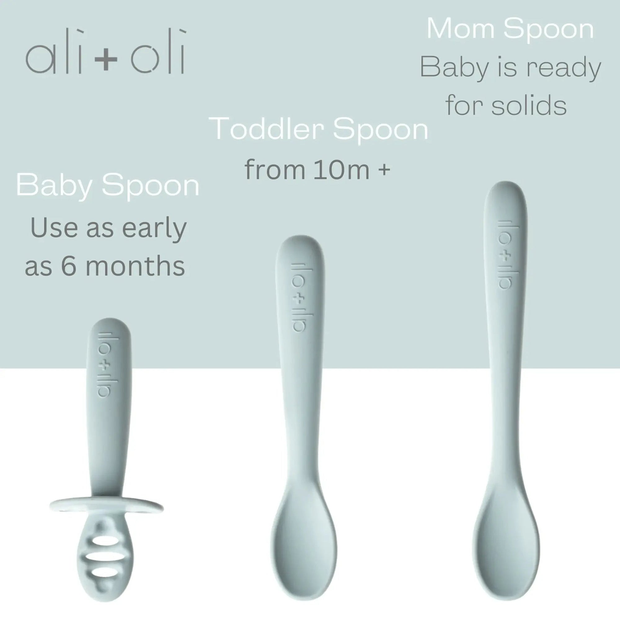 Ali+Oli (3 - Pc) Multi Stage Spoon Set (Blue) 6m+ - Minnie Little Things