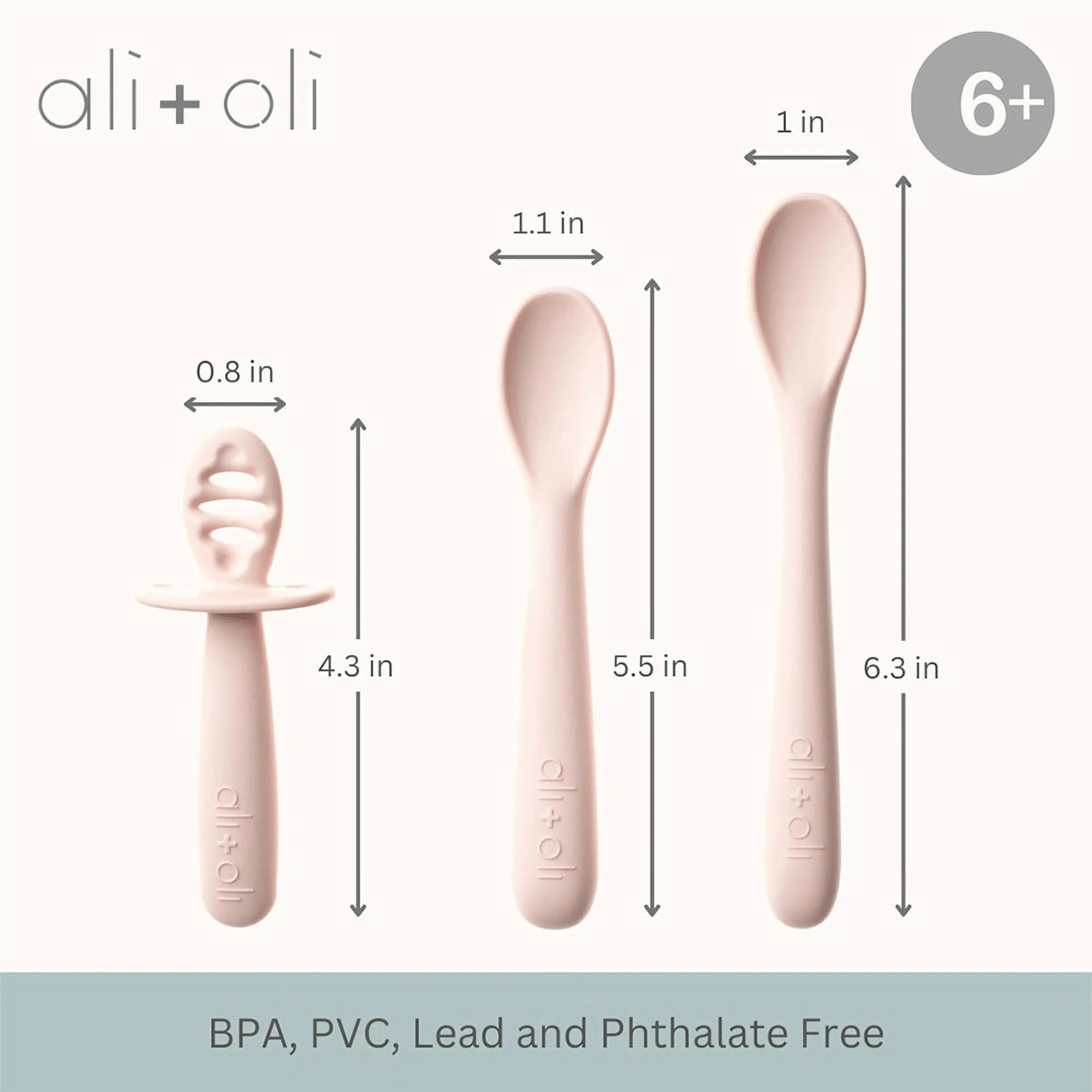 Ali+Oli (3 - pc) Multi Stage Spoon Set for Baby (Blush) 6m+ - Minnie Little Things