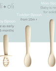 Silicone spoon from Ali+Oli's baby feeding set in use