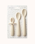 Ali+Oli Coco baby spoon set packaging with three spoons included