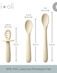 Ali+Oli three-piece silicone spoon set for babies with size indicators