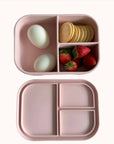 Nutritious meal presentation in Ali+Oli blush bento box with fruit and protein compartments