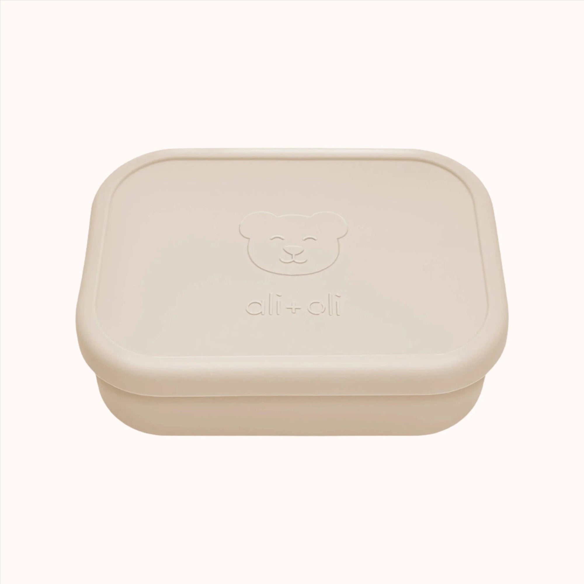 Compact silicone bento box with bear design from Ali+Oli in Coco color