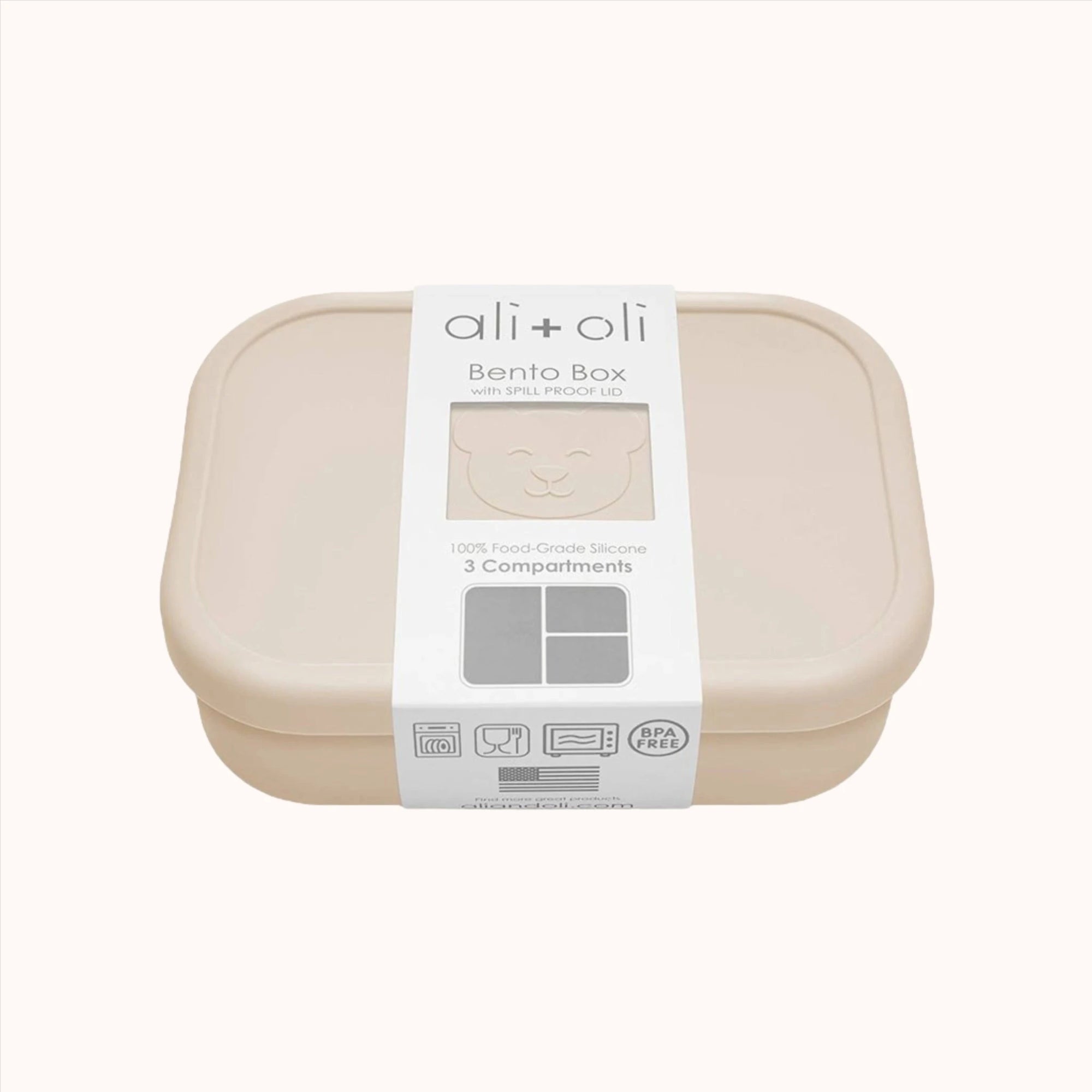 Ali+Oli Leakproof Silicone Bento Box in beige color