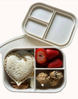 Ali+Oli silicone bento box with a sweet treat arrangement including strawberries and cookies