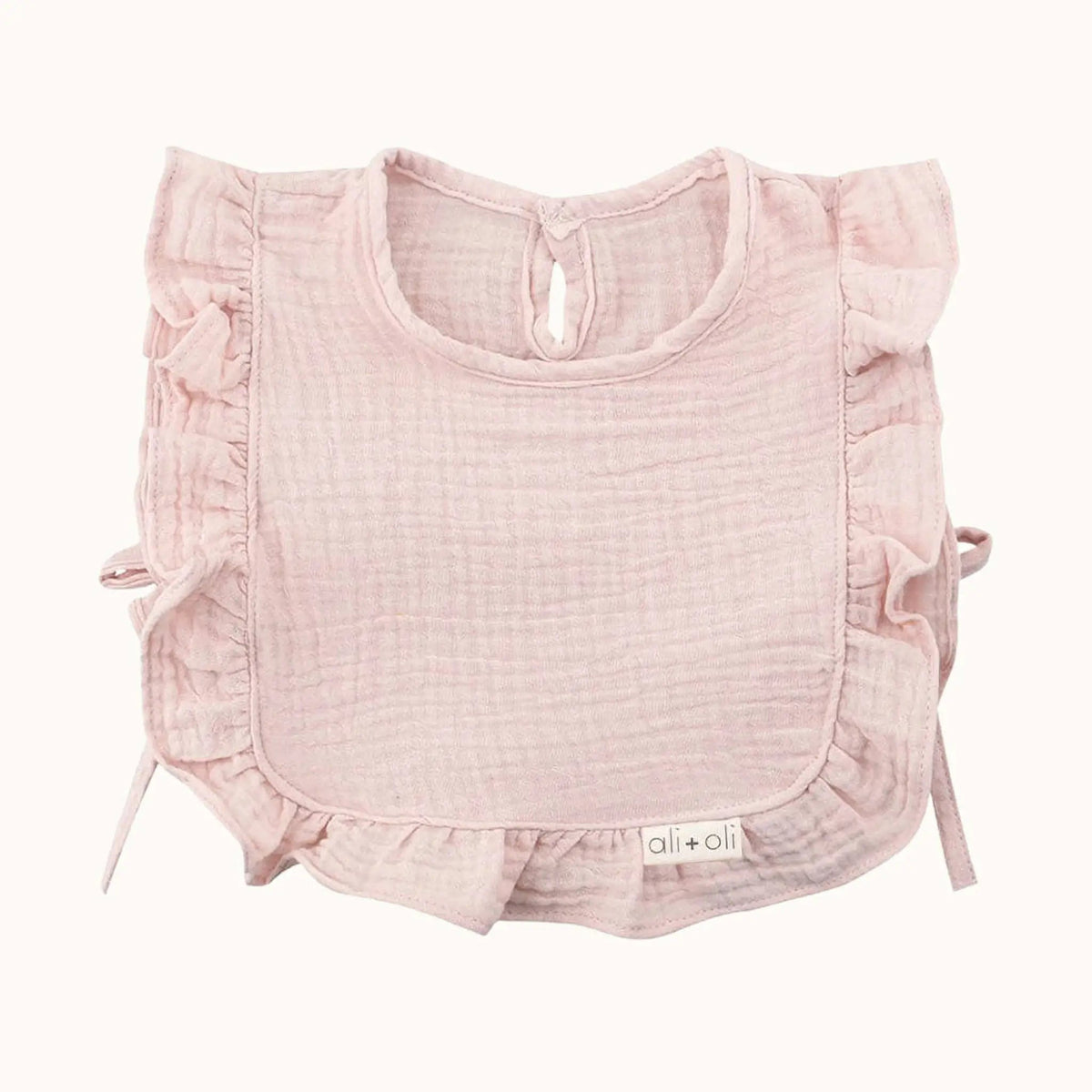 Pink Ruffle Bib Ali+Oli Muslin Cotton Ruffle Bib | Pink Baby Girl Bib