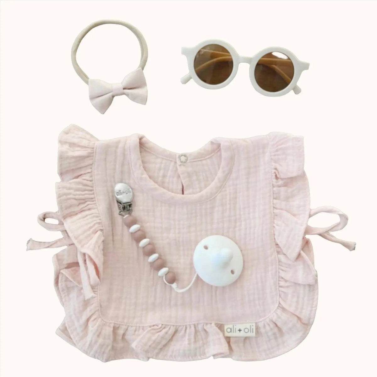 Muslin Ruffled Bibs Ali+Oli Muslin Cotton Ruffle Bib | Pink Baby Girl Bib