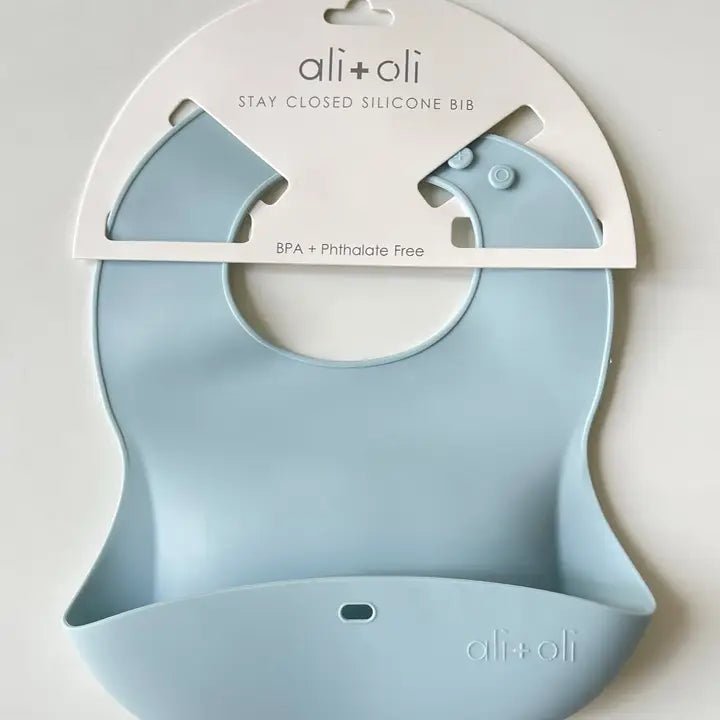 Ali+Oli Silicone Baby Bib - Roll Up & Stay Closed Design - Minnie Little Things