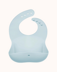 Ali+Oli Silicone Baby Bib in blue with a convenient stay-closed feature