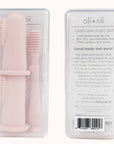 Pink baby finger toothbrush with matching case for hygienic storage