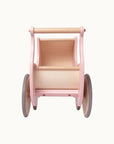 Kinderfeets wooden convertible walker and pram with a rose-hued seat