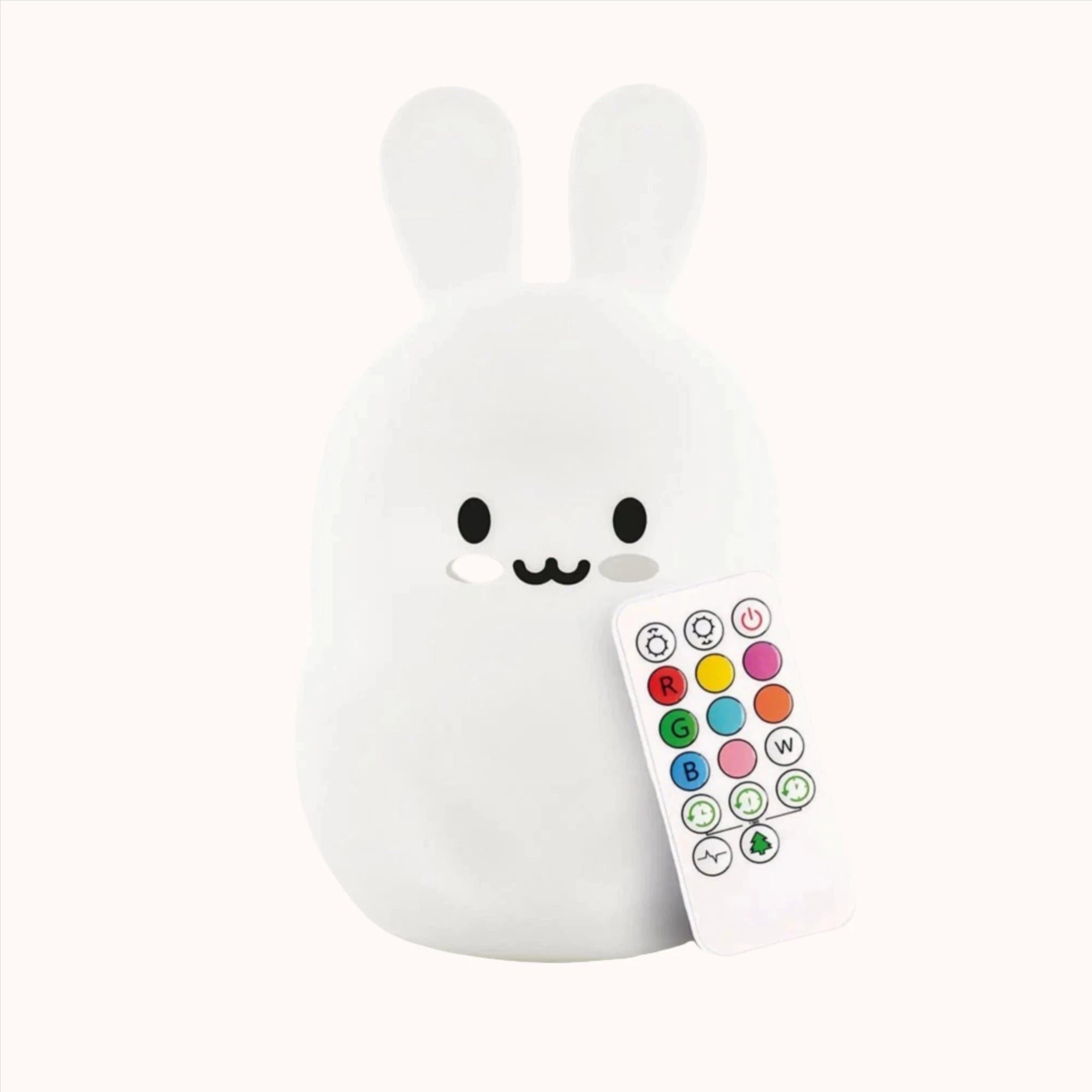 Lumipets LED bunny night light accompanied by its remote control