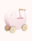 Light pink Moover traditional doll stroller with durable wooden wheels