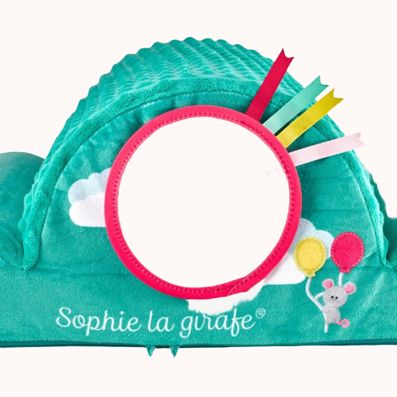 Sophie La Girafe baby toy equipped with a mirror and a faux balloon