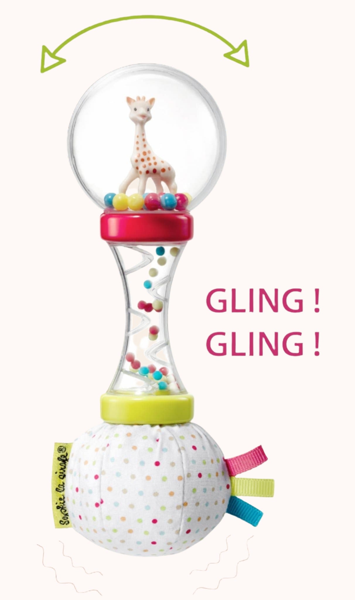 Infant's rattle toy featuring a giraffe design from the Sophie La Girafe series