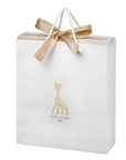 Sophie la Girafe teether and Pouet Rattle from Sophiesticated Set inside the gift bag