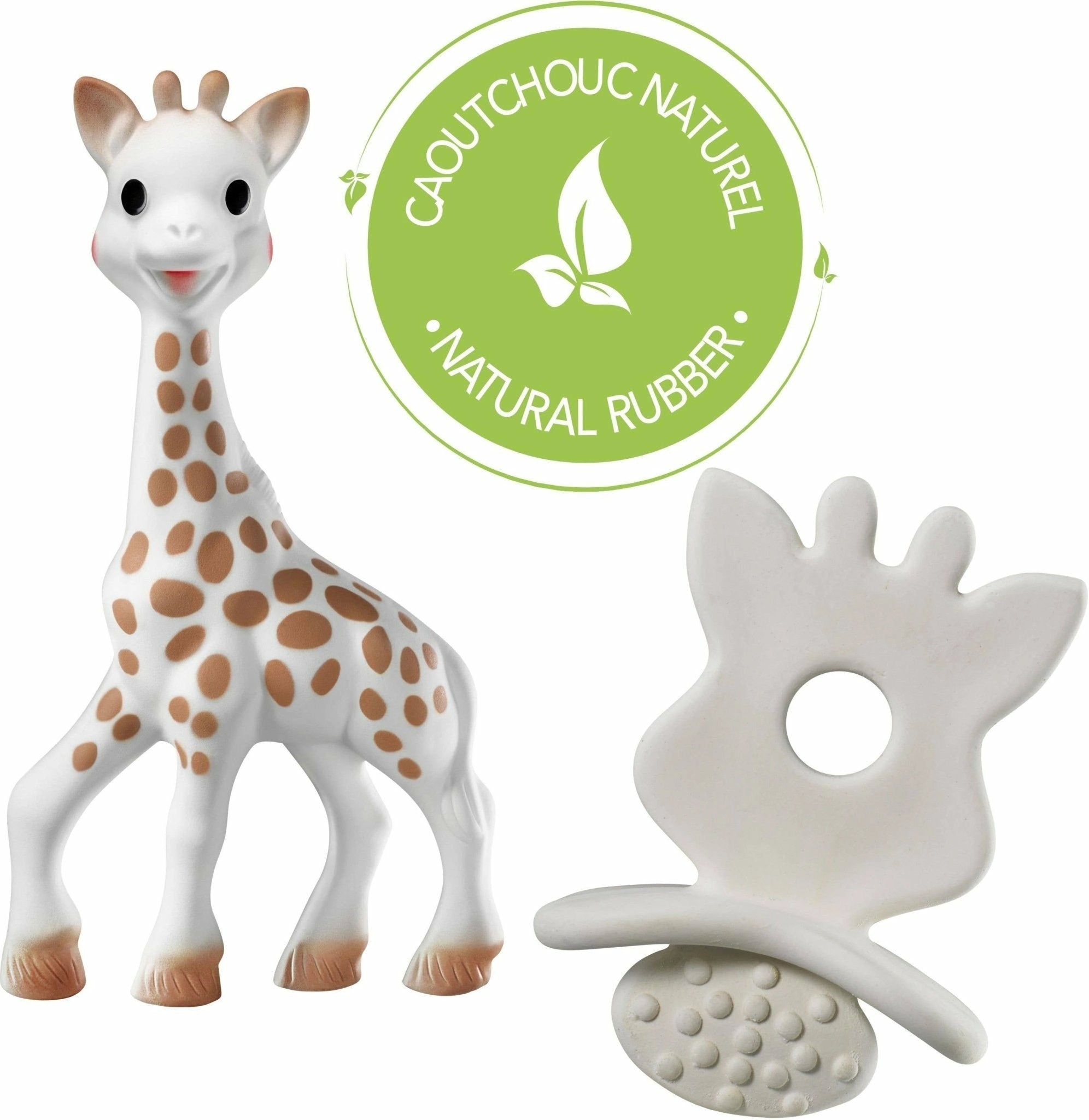 Sophie la girafe chew toy featuring its signature white and brown spots