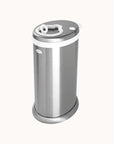 Ubbi Steel Diaper Pail in stainless steel with closed lid